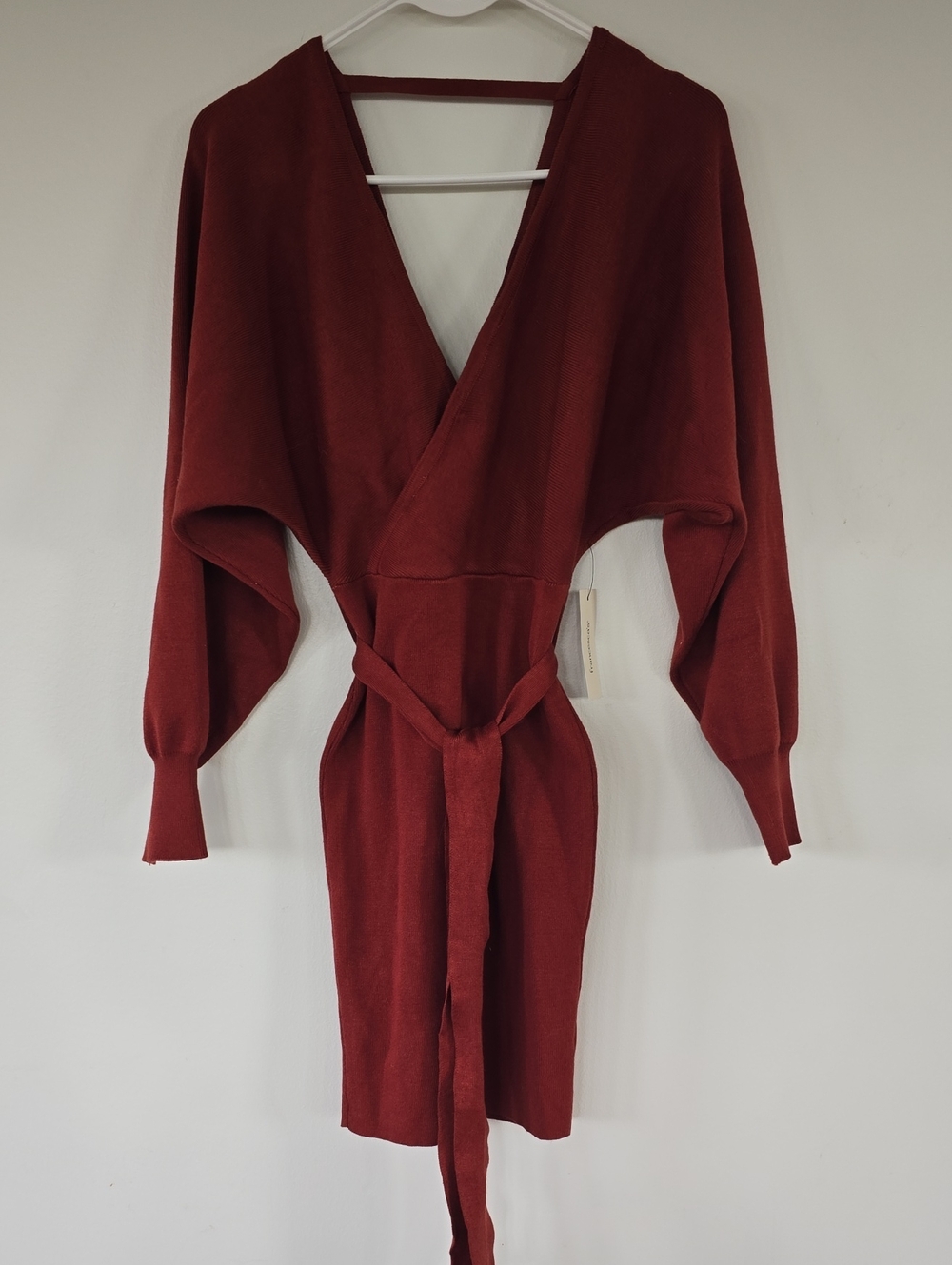 Women's Wrap Knit Dress - Deep Rust